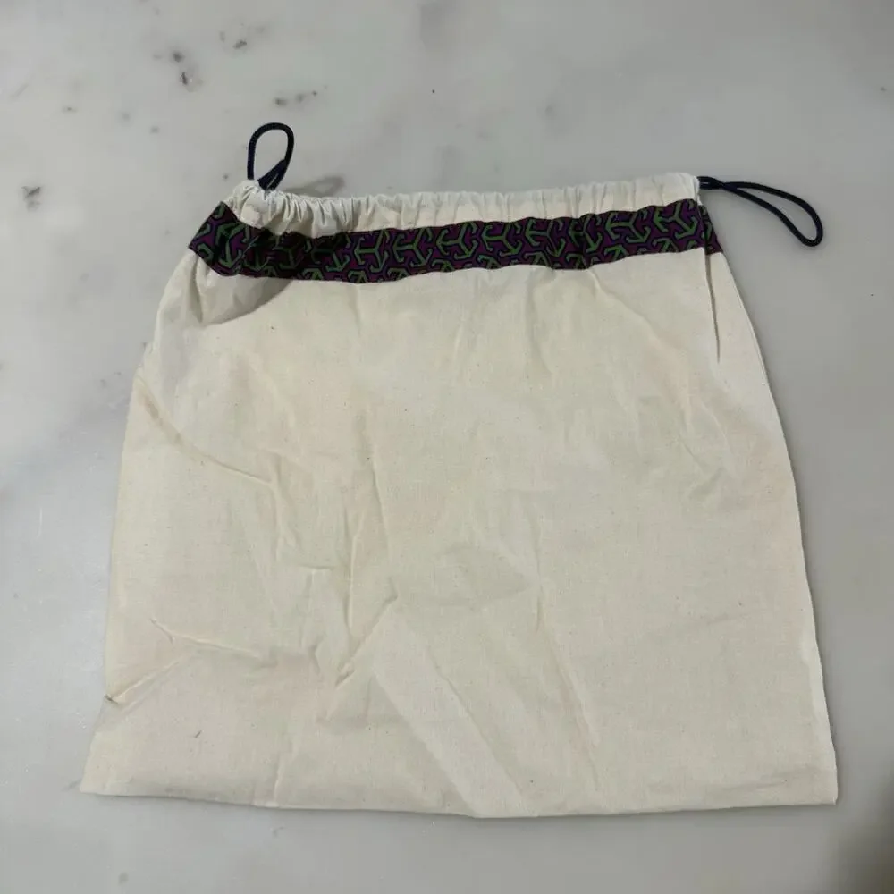 TORY BURCH Dust Bag 14x13.5” Beige Canvas Drawstring Logo Charm Storage Bag NEW